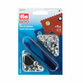 Prym Eyelets and Washers brass  4.0 mm silver col (40 pcs)