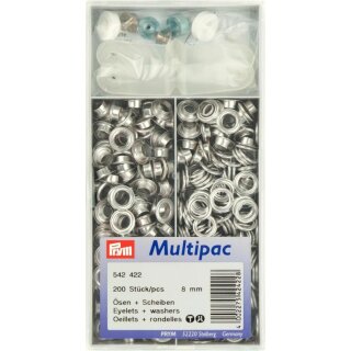Prym Eyelets and Washers brass  8.0 mm silver col (200 pcs)