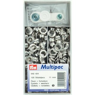 Prym Eyelets and Washers brass  11.0 mm silver col (120 pcs)