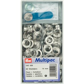 Prym Eyelets and Washers brass  14.0 mm silver col (80 pcs)