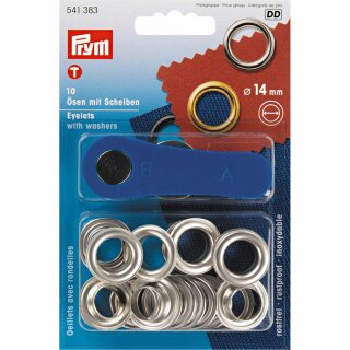 Prym Eyelets and Washers brass  14.0 mm silver col (10 pcs)