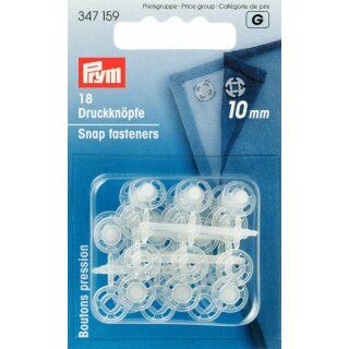 Prym Annäh-Druckknöpfe Kunststoff 10 mm transparent (18 Stück)
