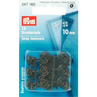 Prym Annäh-Druckknöpfe Kunststoff 10 mm schwarz (18 Stück)