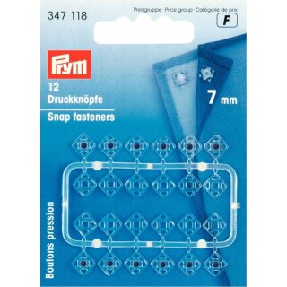 Prym Annäh-Druckknöpfe quadr. Kunststoff 7 mm transparent (12 Stück)