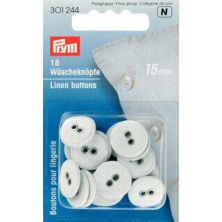 Prym Wäscheknöpfe Leinen 24 15 mm weiß (18 Stück)