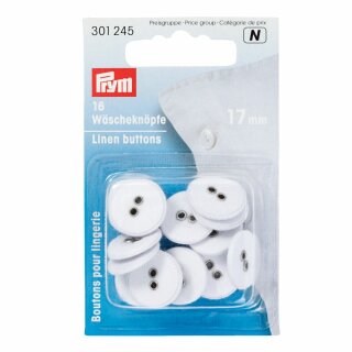 Prym Wäscheknöpfe Leinen 26 17 mm weiß (16 Stück)