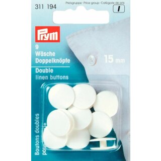 Prym Boutons doubles pour lingerie plastique 15 mm blanc (9 pce)