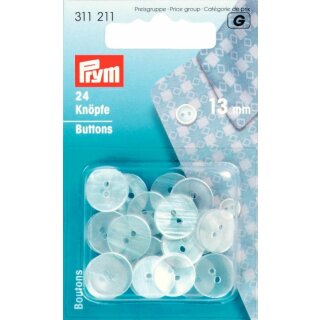 Prym Kittel-/Schlafanzugknöpfe plastico 13 mm perlmutt (24 pezzi)