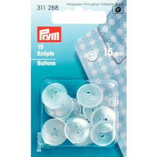 Prym Boutons pour blouses et pyjamas plastique 15 mm imitation nacre (15 pce)