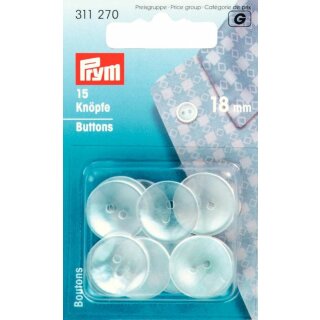 Prym Kittel-/Schlafanzugknöpfe plastico 18 mm perlmutt (15 pezzi)