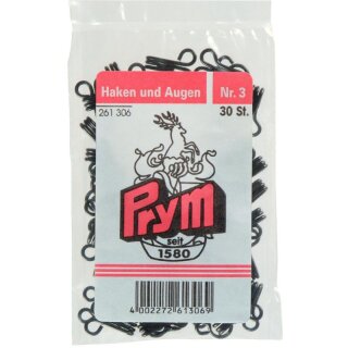 Prym Kleiderhaken und Augen Eisen 3 schwarz (30 Stück)