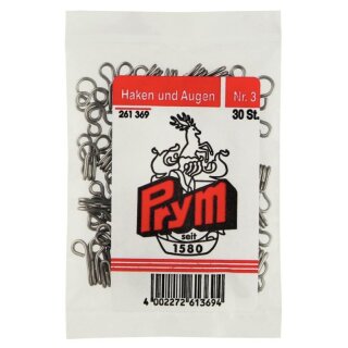 Prym Hooks and Eyes stainless steel 3 silver col (30 pcs)