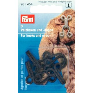 Prym Agrafes et portes pour fourrures guipé brun (3 pce)