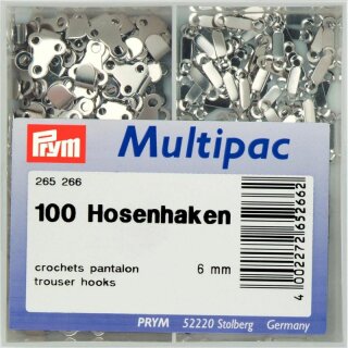 Prym Hosen/Rockhaken und Stege Stahl 6 mm silberfarbig (100 Stück)