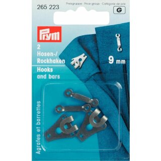 Prym Hosen/Rockhaken und Stege Stahl 9 mm schwarz (2 Stück)